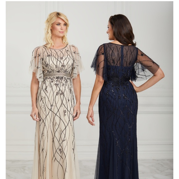 Stunning, navy blue beaded mother of the bride or groom dress - Picture 2 of 5